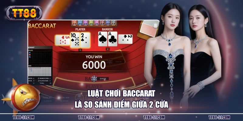 Luật chơi Baccarat là so sánh điểm giữa 2 cửa